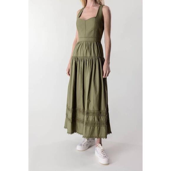 Ulla Johnson Dresses & Skirts - Ulla Johnson Olive Tiered Midi Dress with Sweetheart Bodice